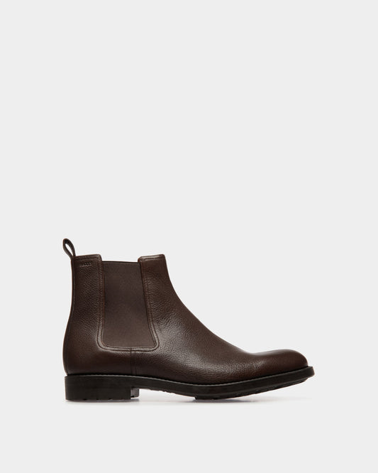 Bootie In Brown Grained Leather