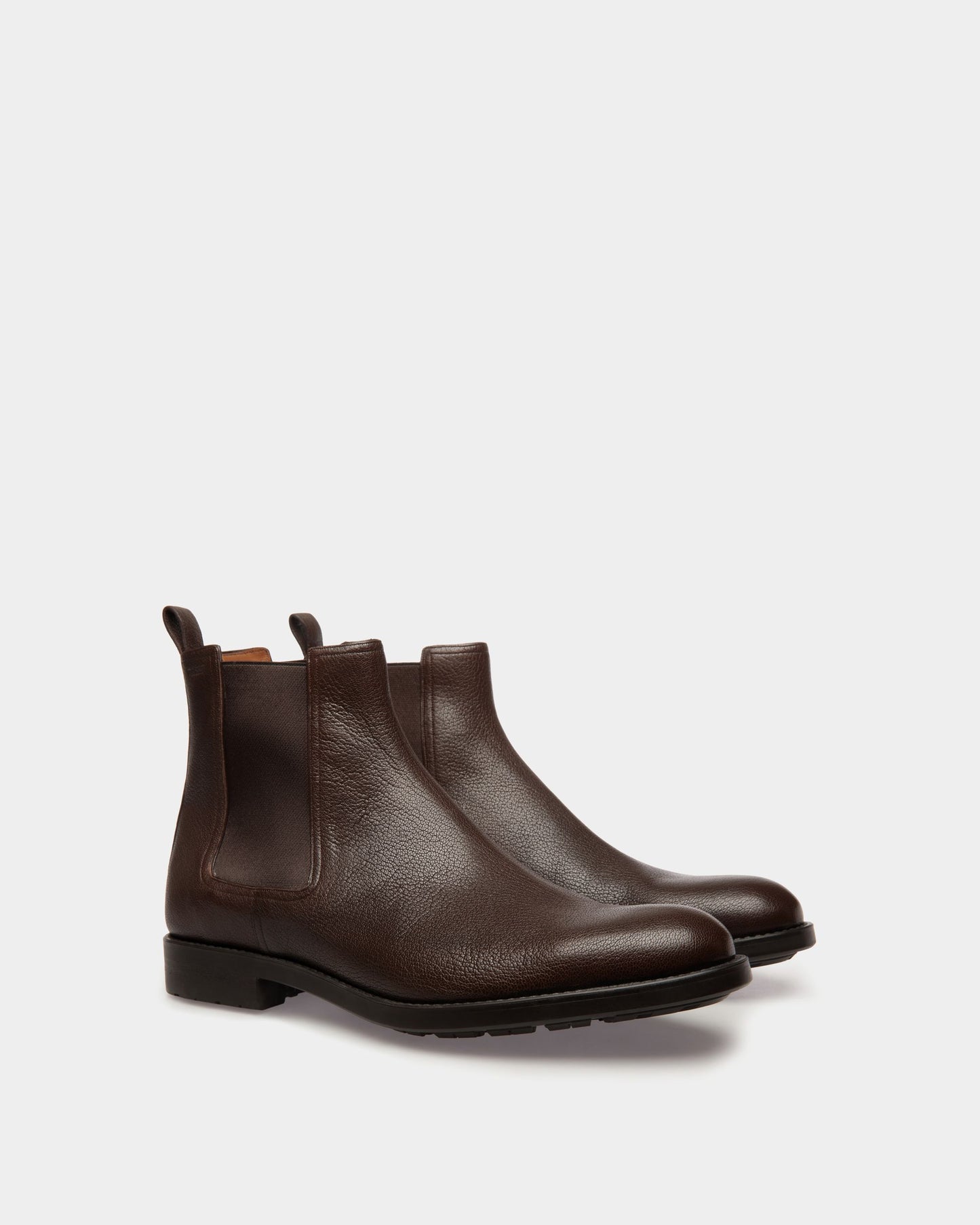 Bootie In Brown Grained Leather