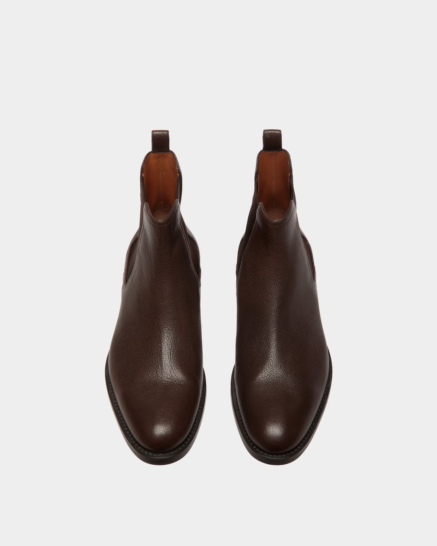 Bootie In Brown Grained Leather