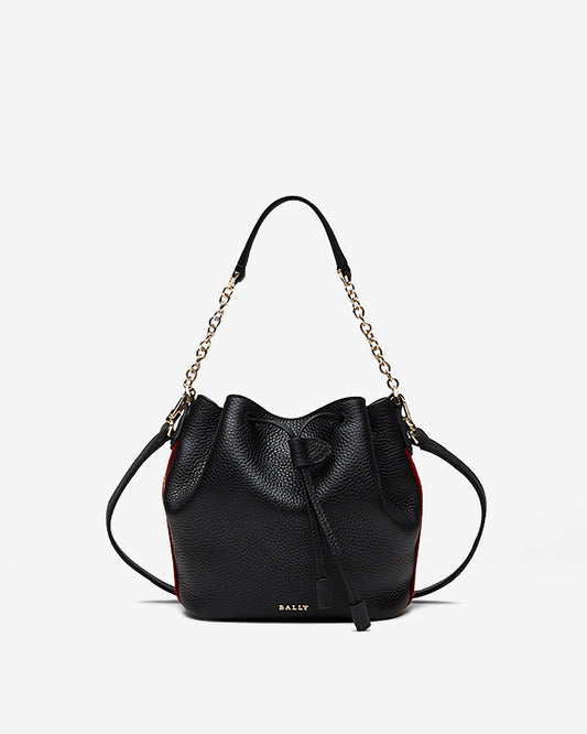 Bucket Bag in Black Grained Leather