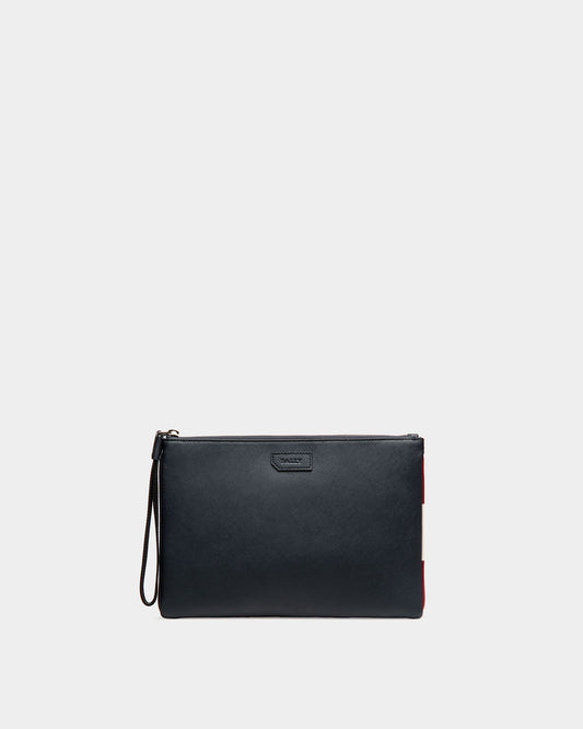 Clutch in Blue Embossed Leather