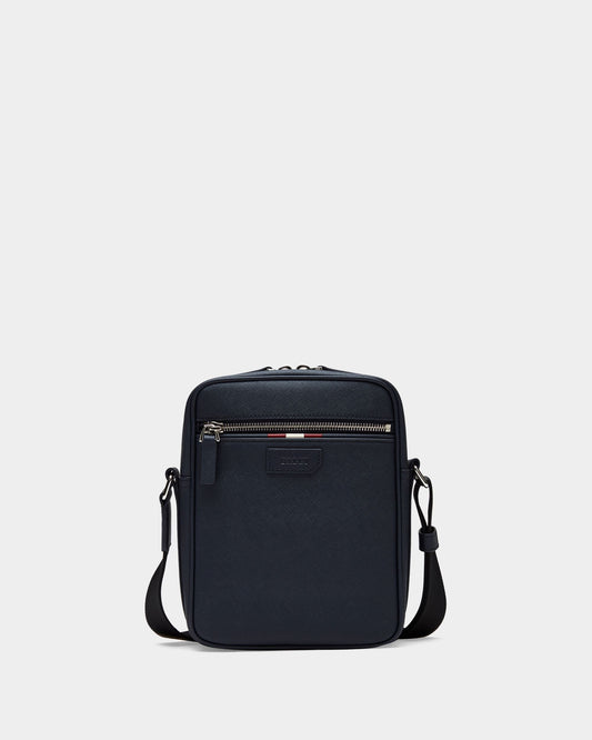 Crossbody Bag in Blue Grained Leather