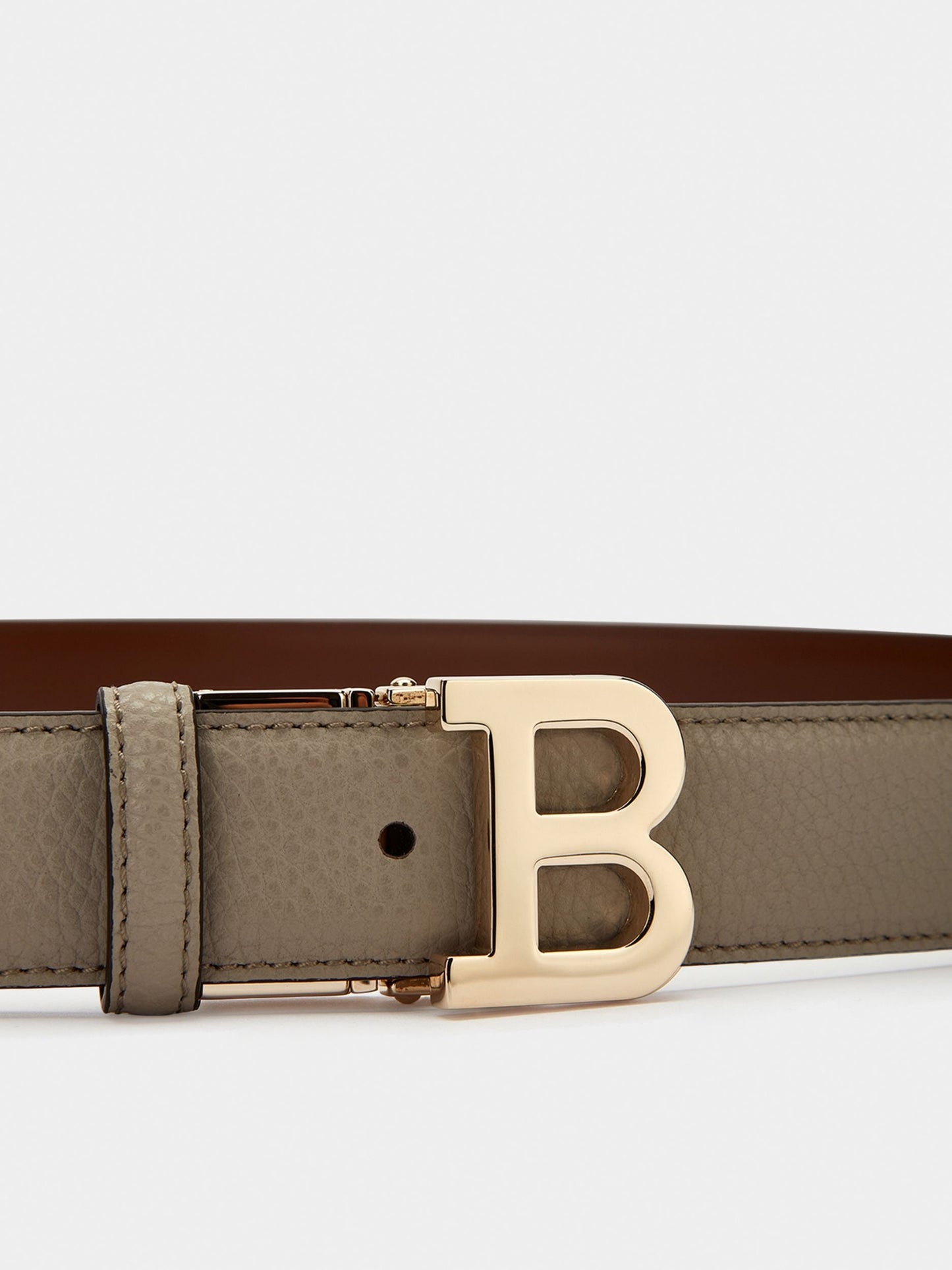 Reversible And Adjustable Belt in Grey Leather