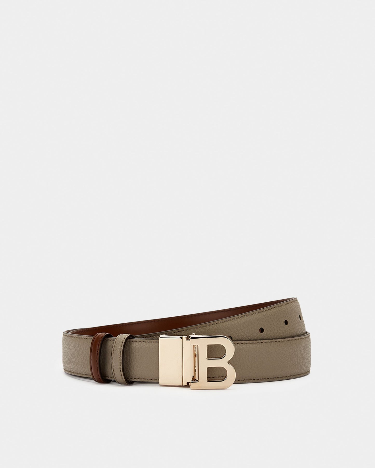 Reversible And Adjustable Belt in Grey Leather