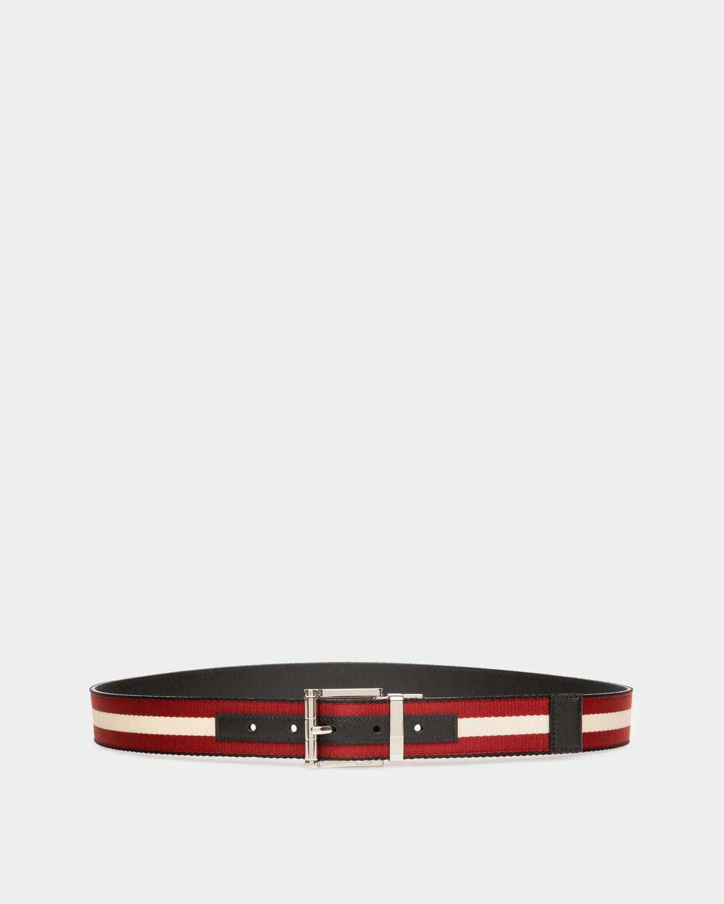 Casual 35mm Belt In Black And Red Fabric And Leather