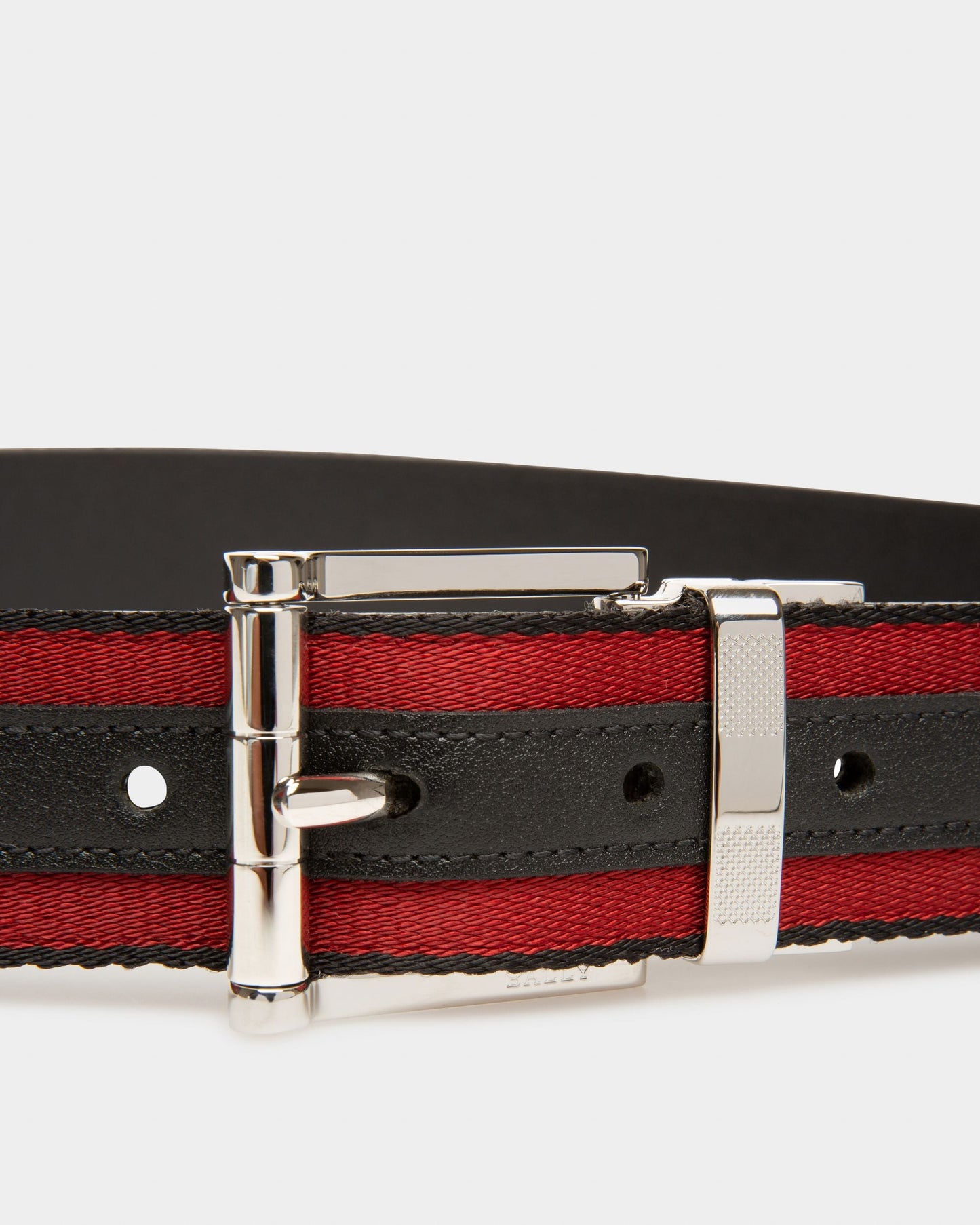 Casual 35mm Belt In Black And Red Fabric And Leather
