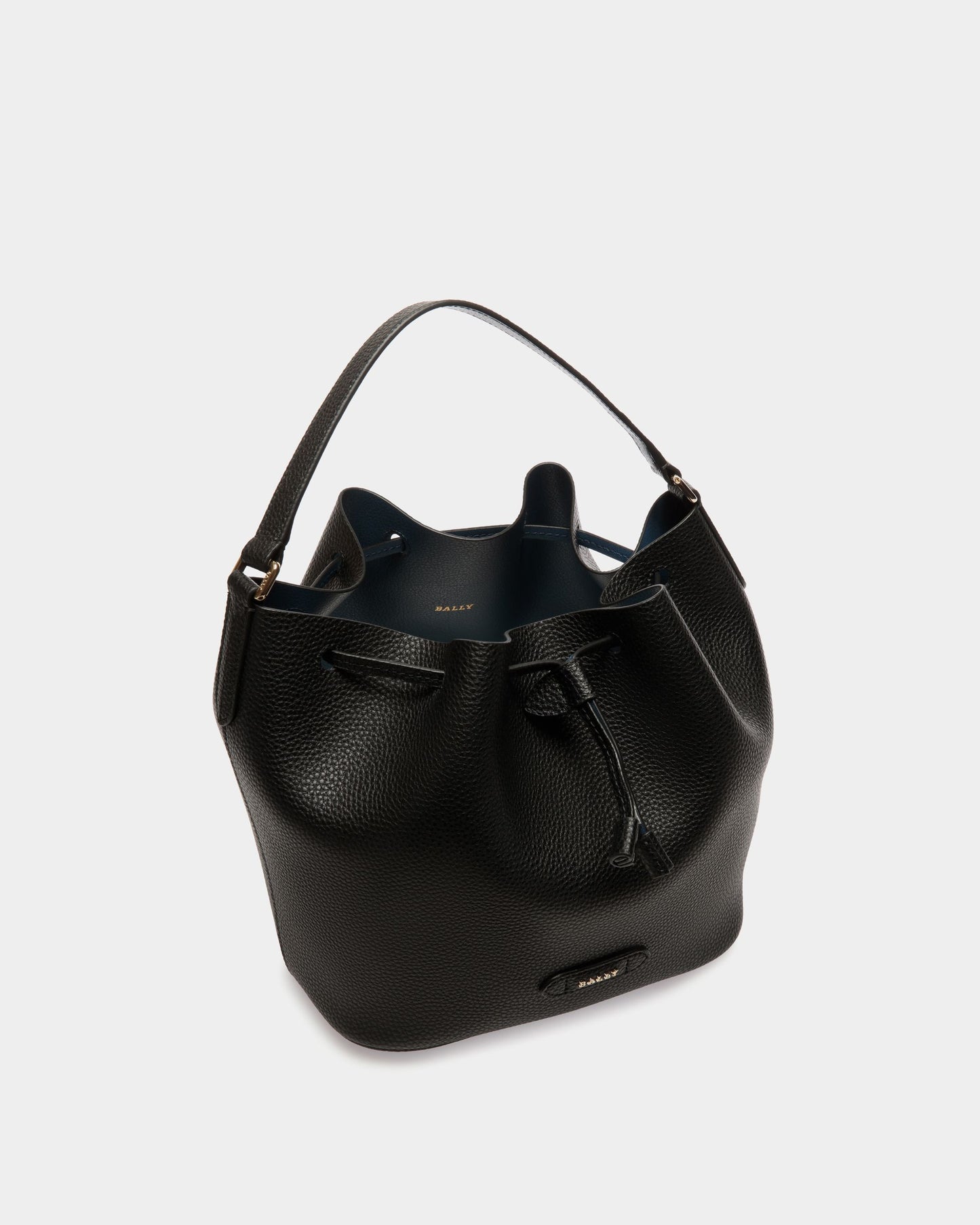 Bucket Bag In Black Grained Leather