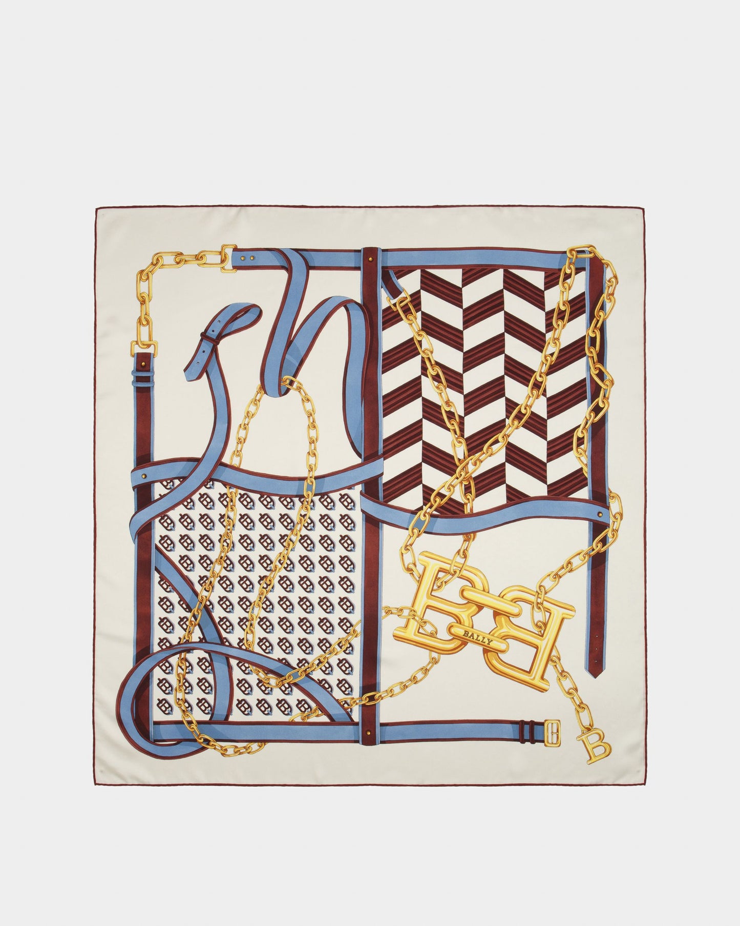 Silk Scarf In Bone And Blue