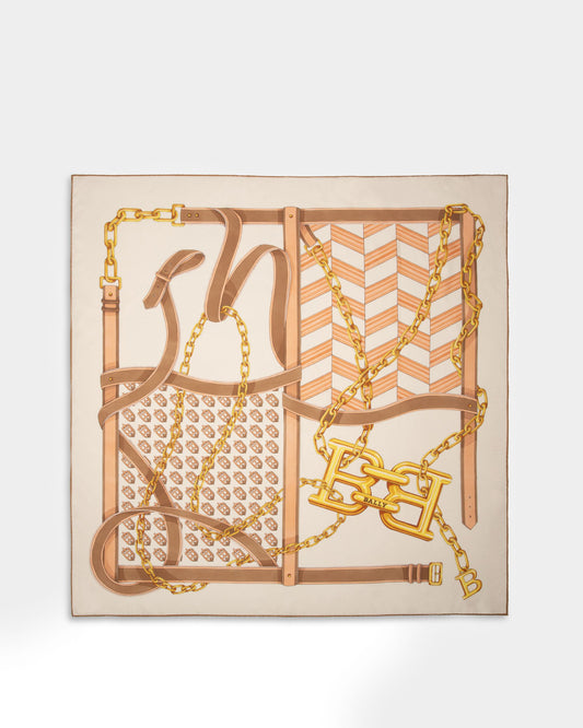 Silk Scarf In Bone And Caramel
