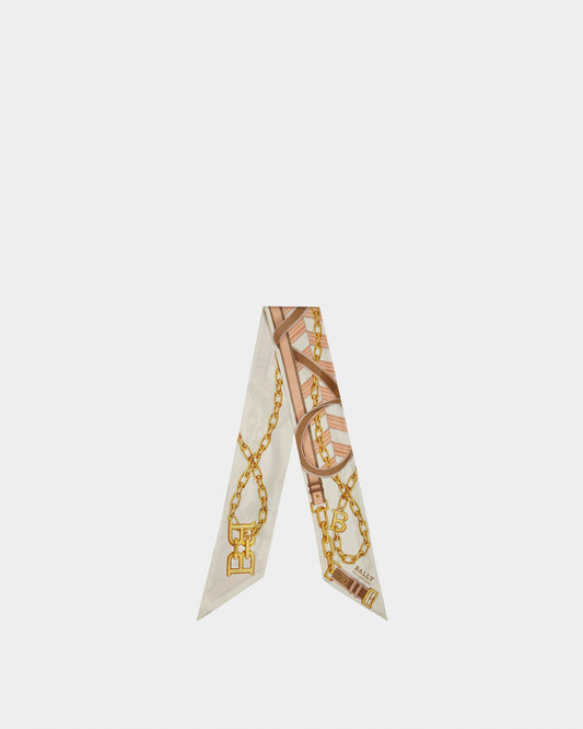 Silk Scarf In Bone And Caramel