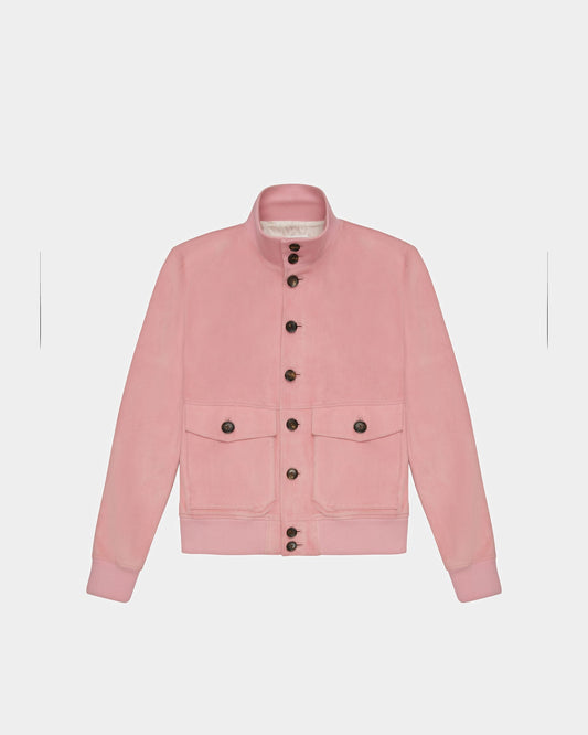 Blouson Bomber In Pink Leather