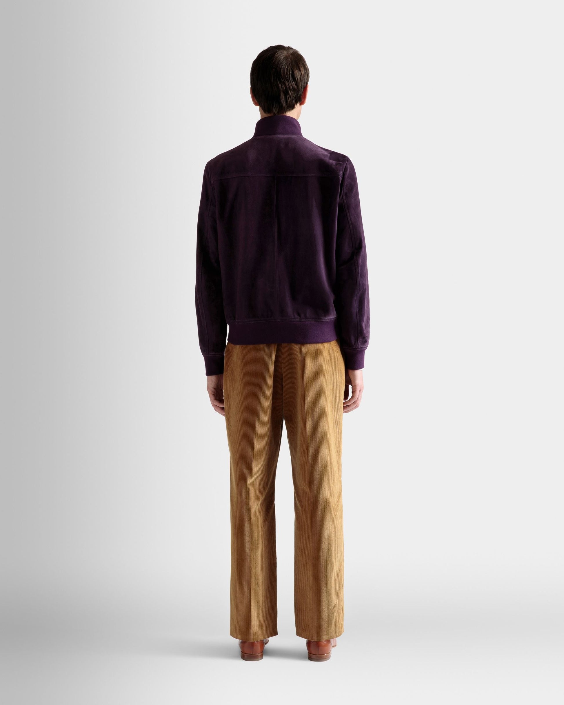 High Neck Bomber Jacket | Men's Outerwear | Orchid Suede | Bally | On Model Back
