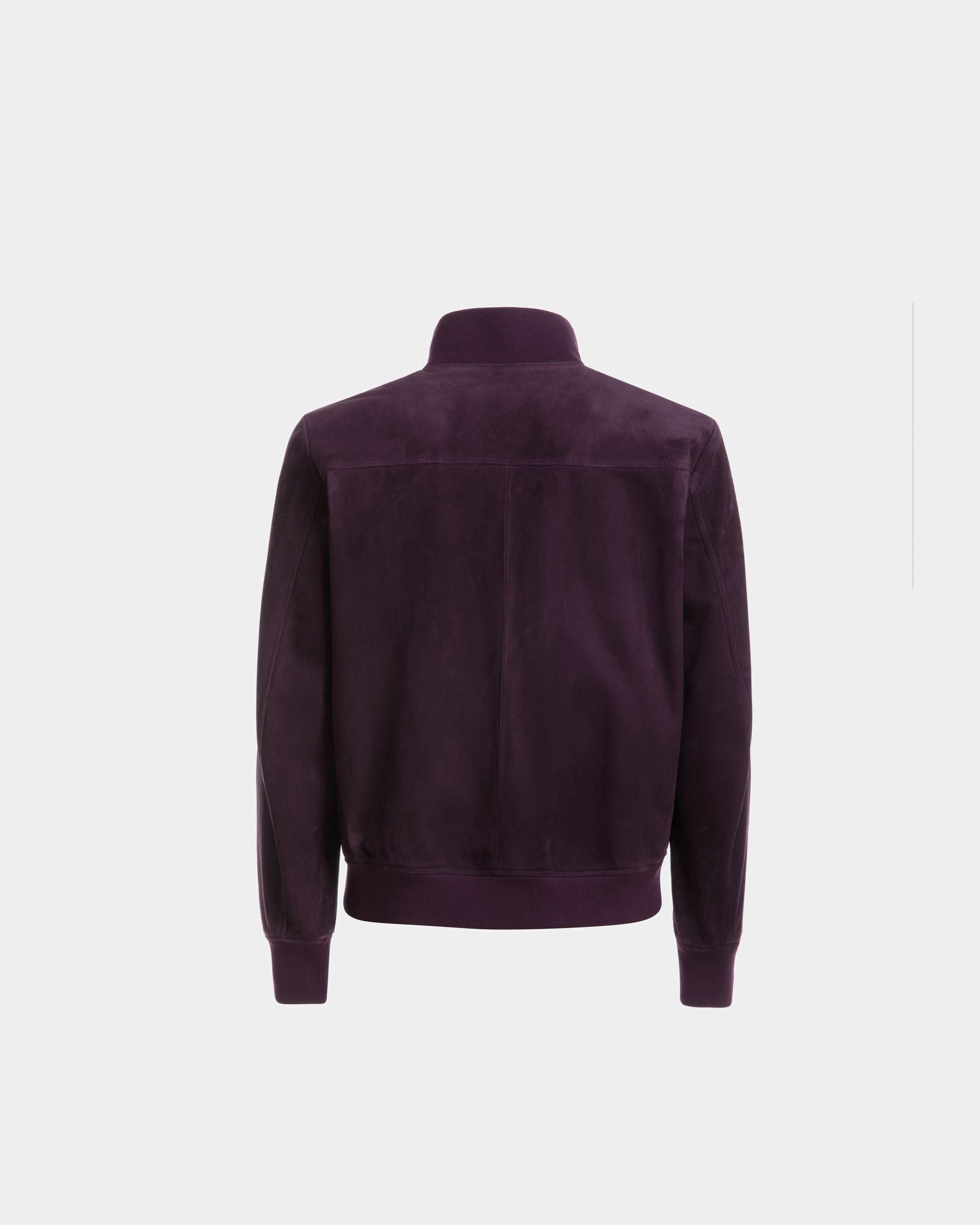 High Neck Bomber Jacket | Men's Outerwear | Orchid Suede | Bally | Still Life Back