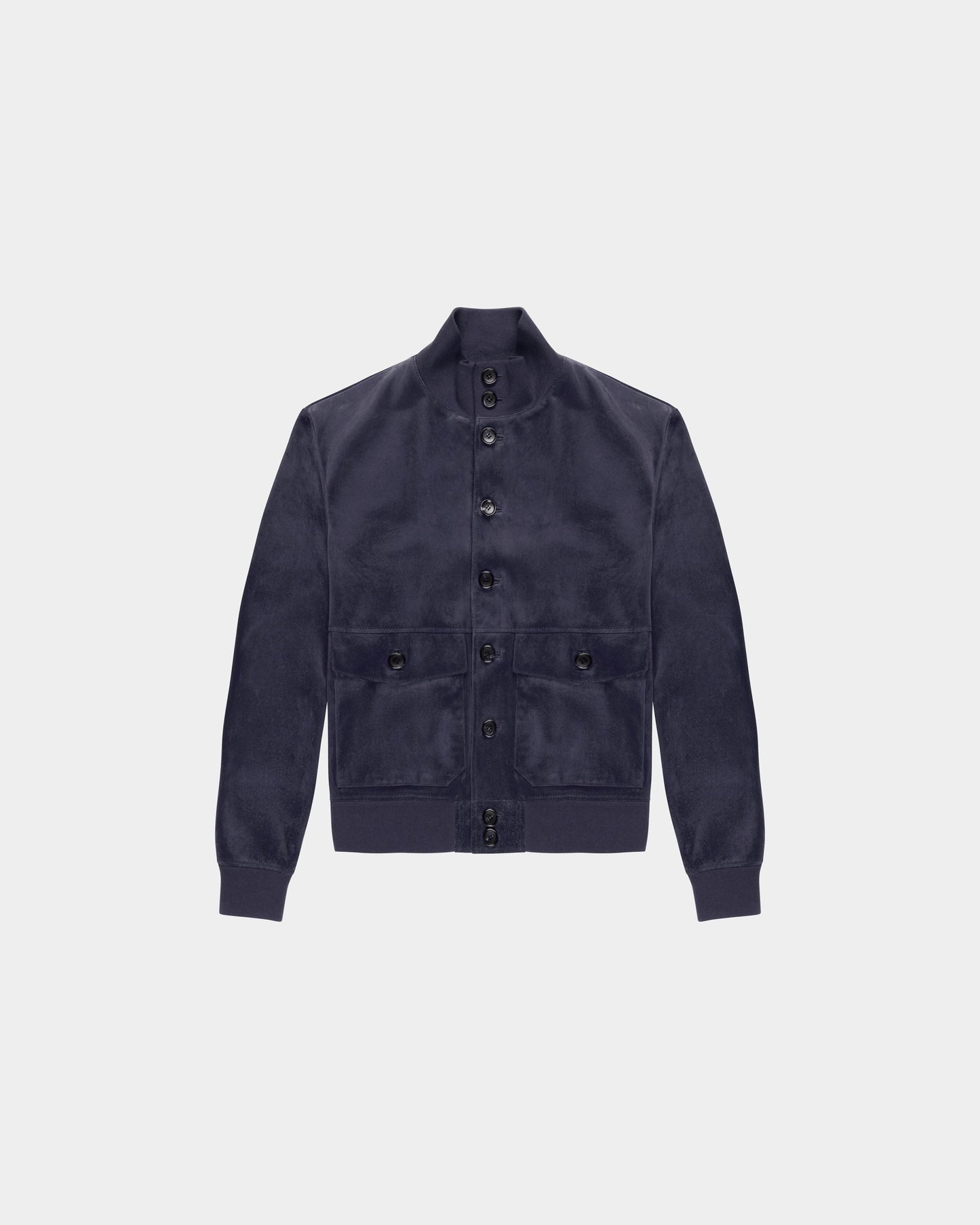 Blouson Bomber In Blue Leather