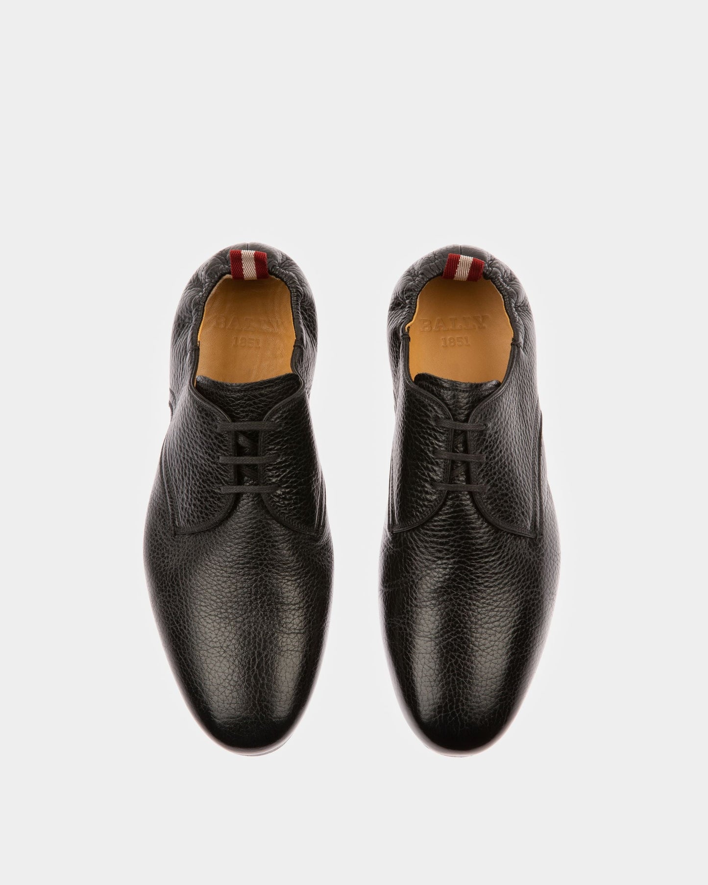 Plizard Leather Derby Shoes In Black