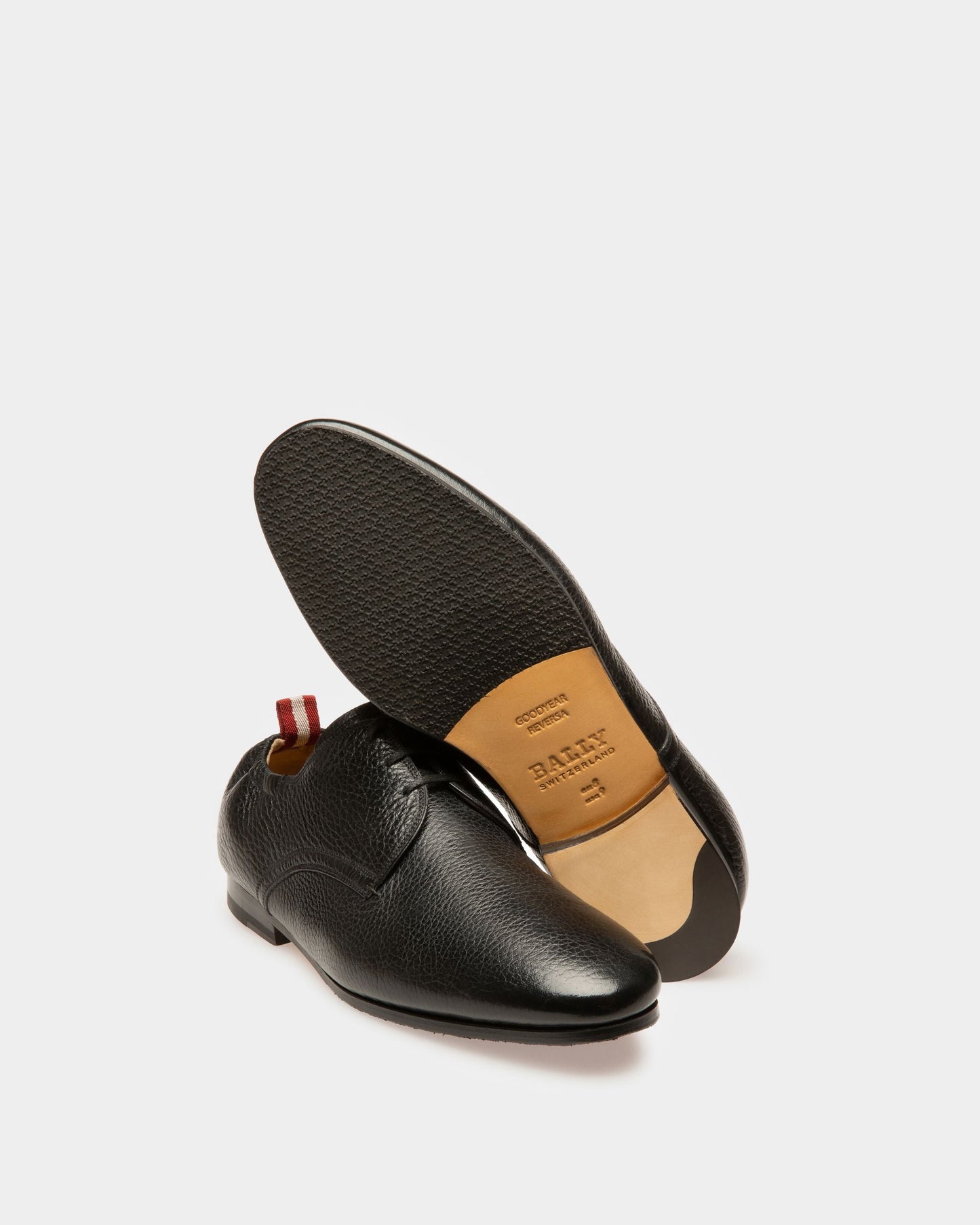 Plizard Leather Derby Shoes In Black