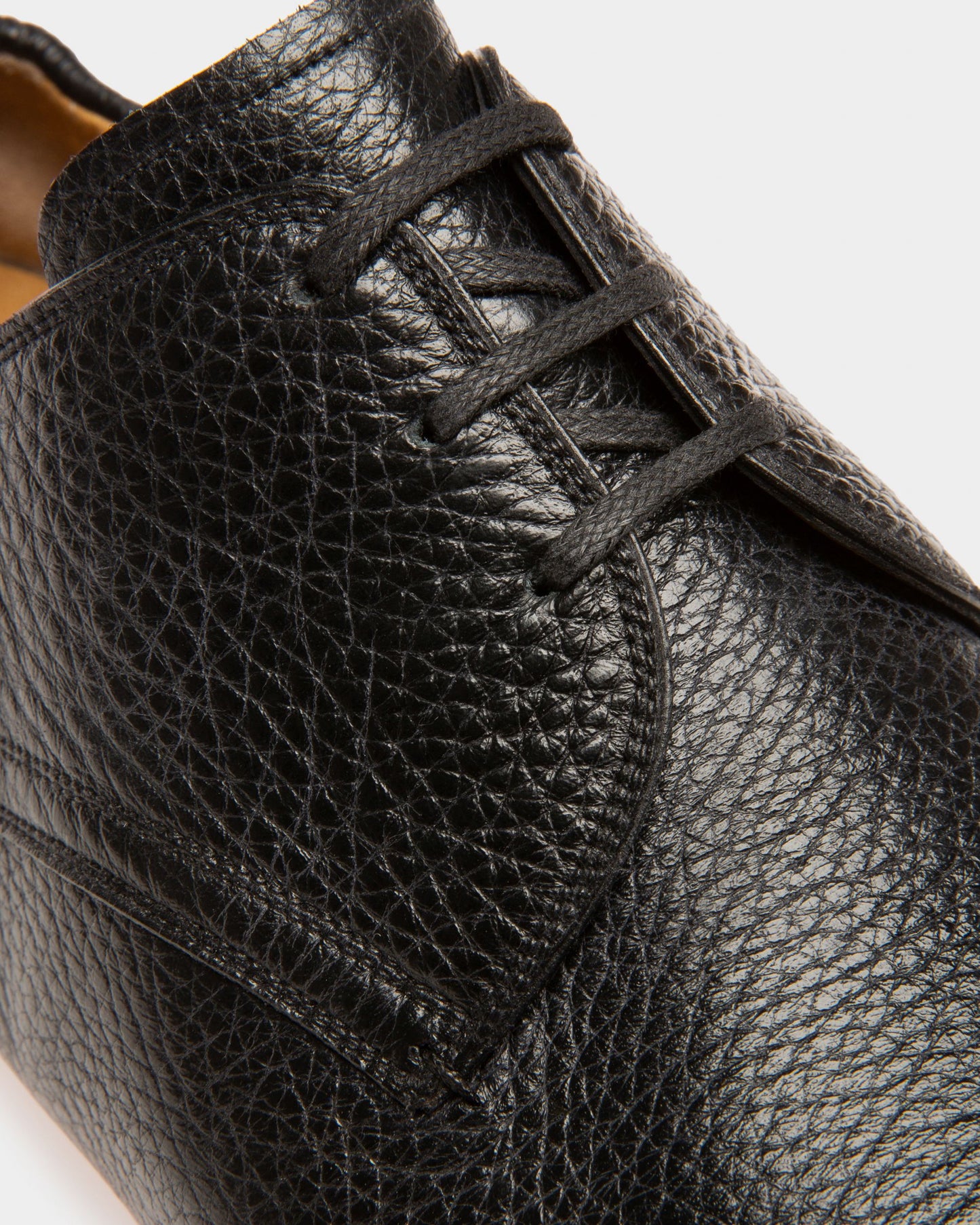 Plizard Leather Derby Shoes In Black