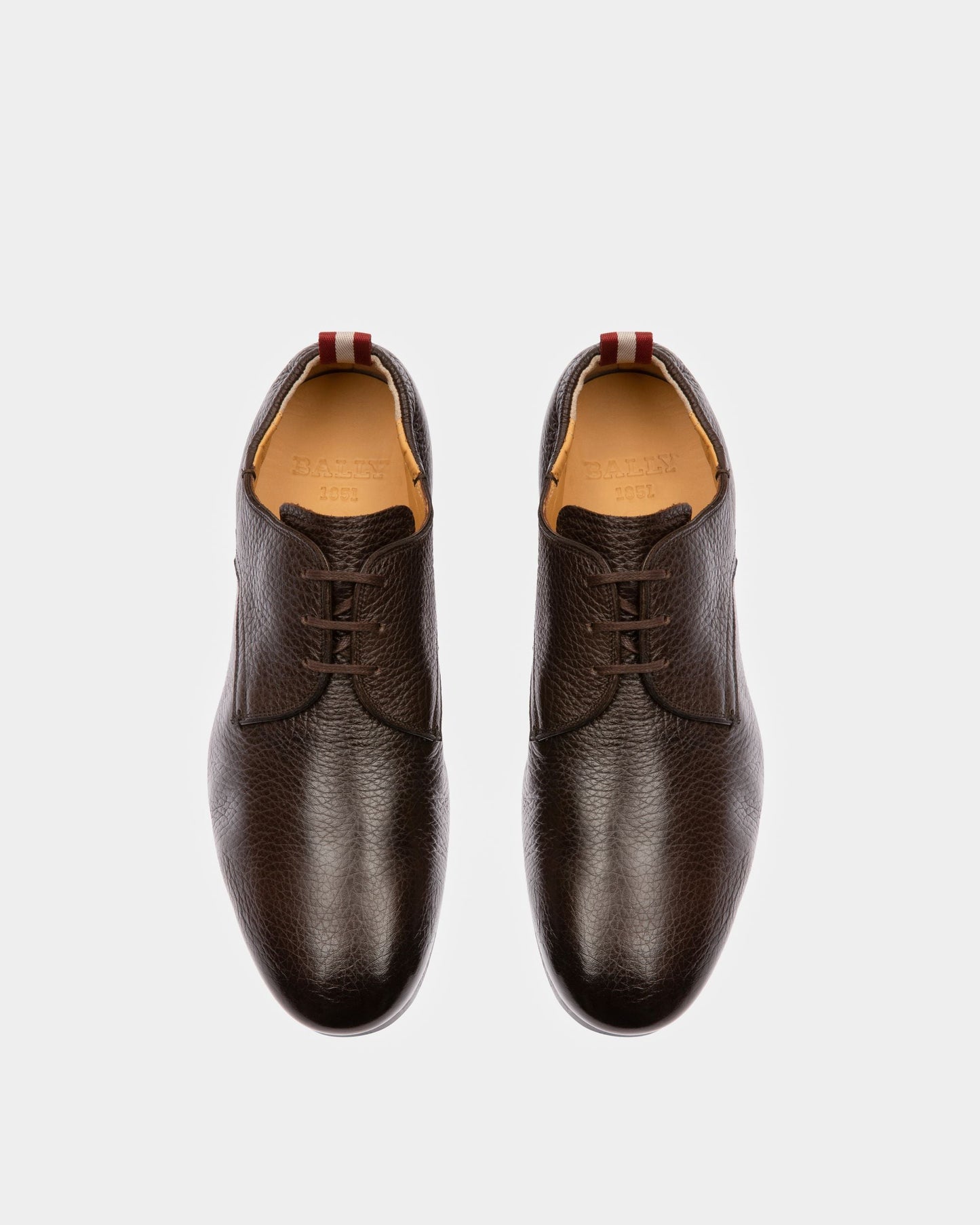 Plizard Leather Derby Shoes In Brown