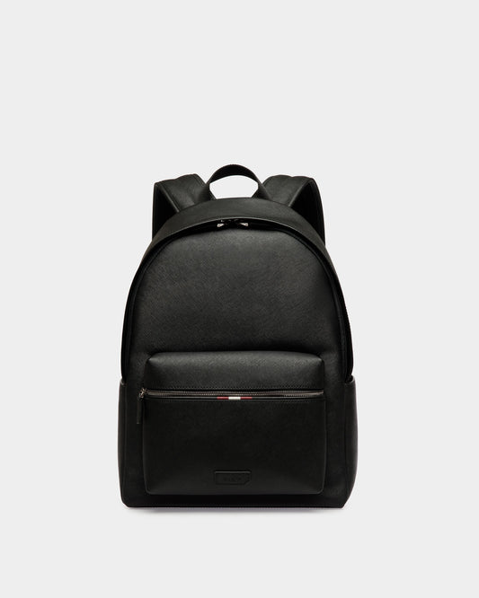 Men's Black Leather Casual Backpack