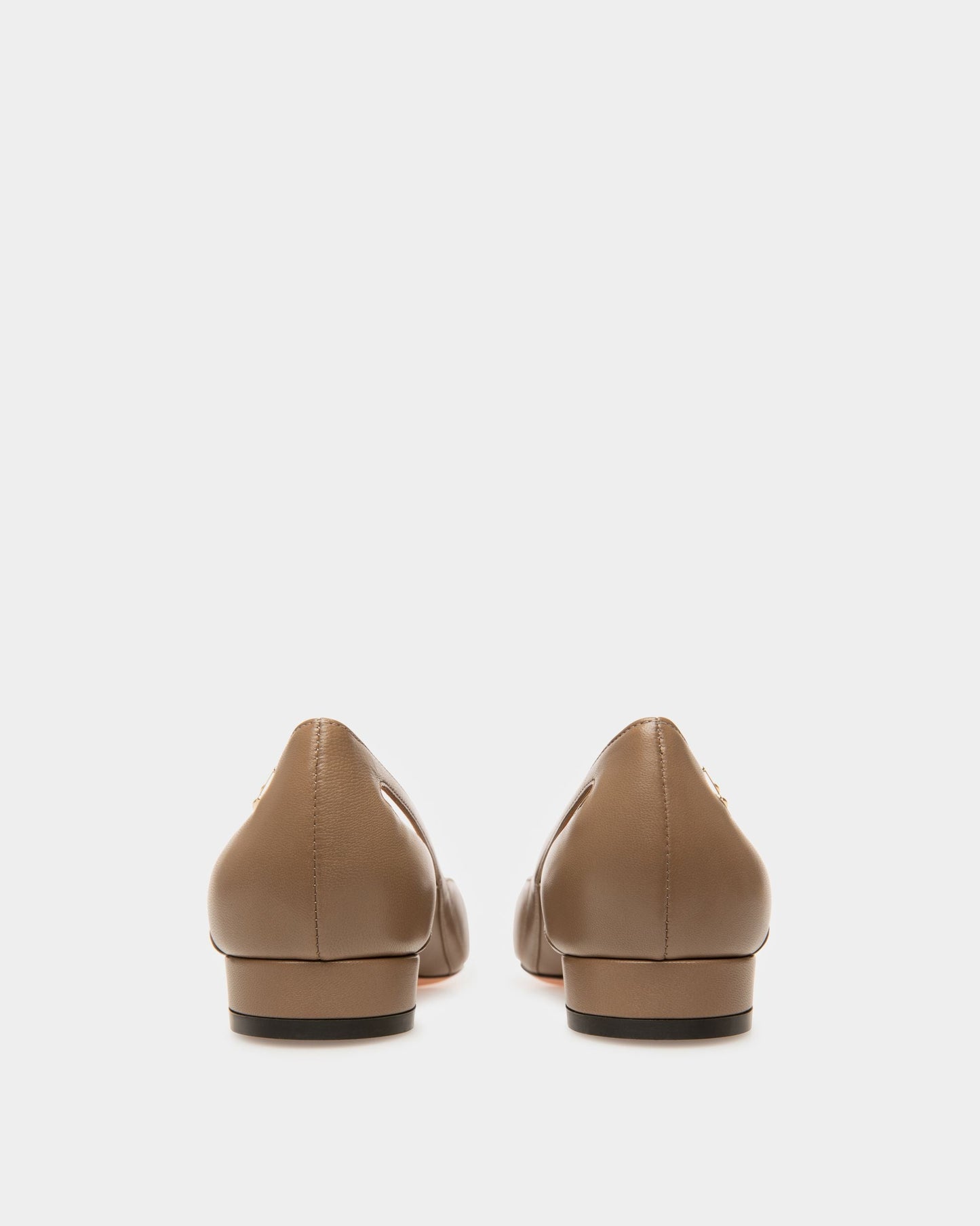 Elsa Flat Leather Ballerina In Taupe