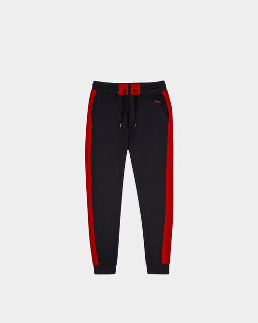 Techno Cotton Trousers In Navy & Bally Red