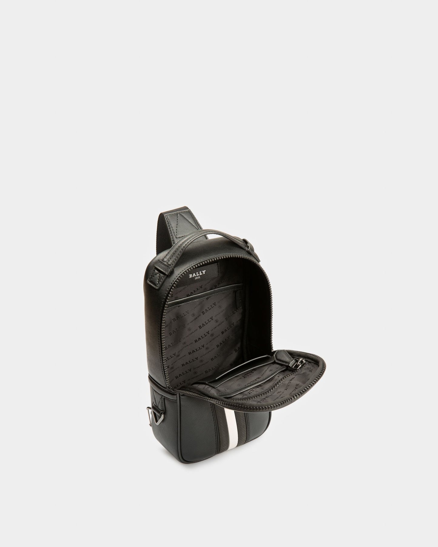 Malikho | Men's Sling Bag | Recycled Black Leather | Bally | Still Life 3/4 Front