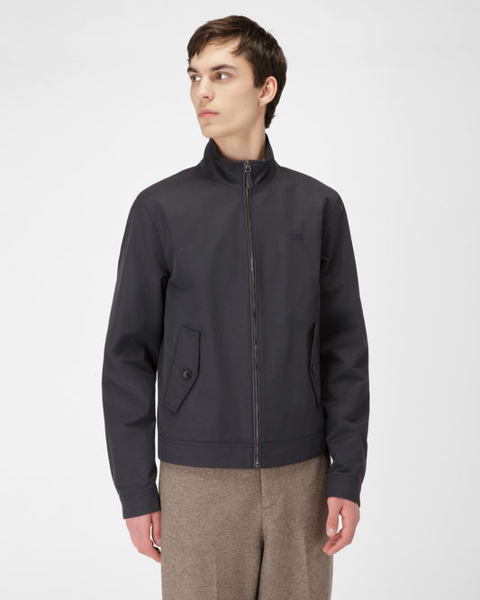 Cotton Mix Bomber Jacket In Navy