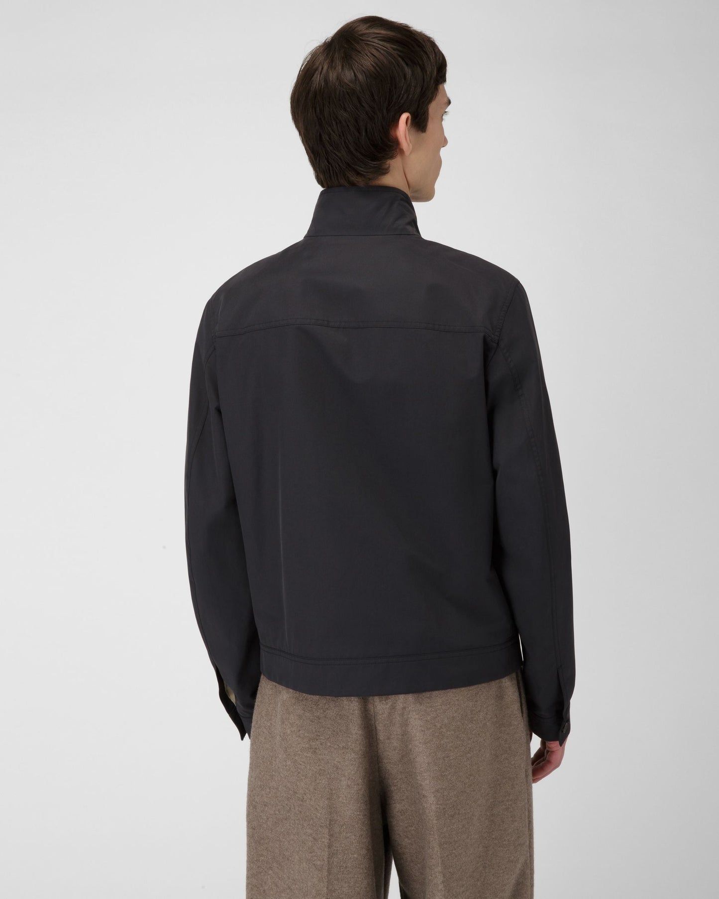 Cotton Mix Bomber Jacket In Navy