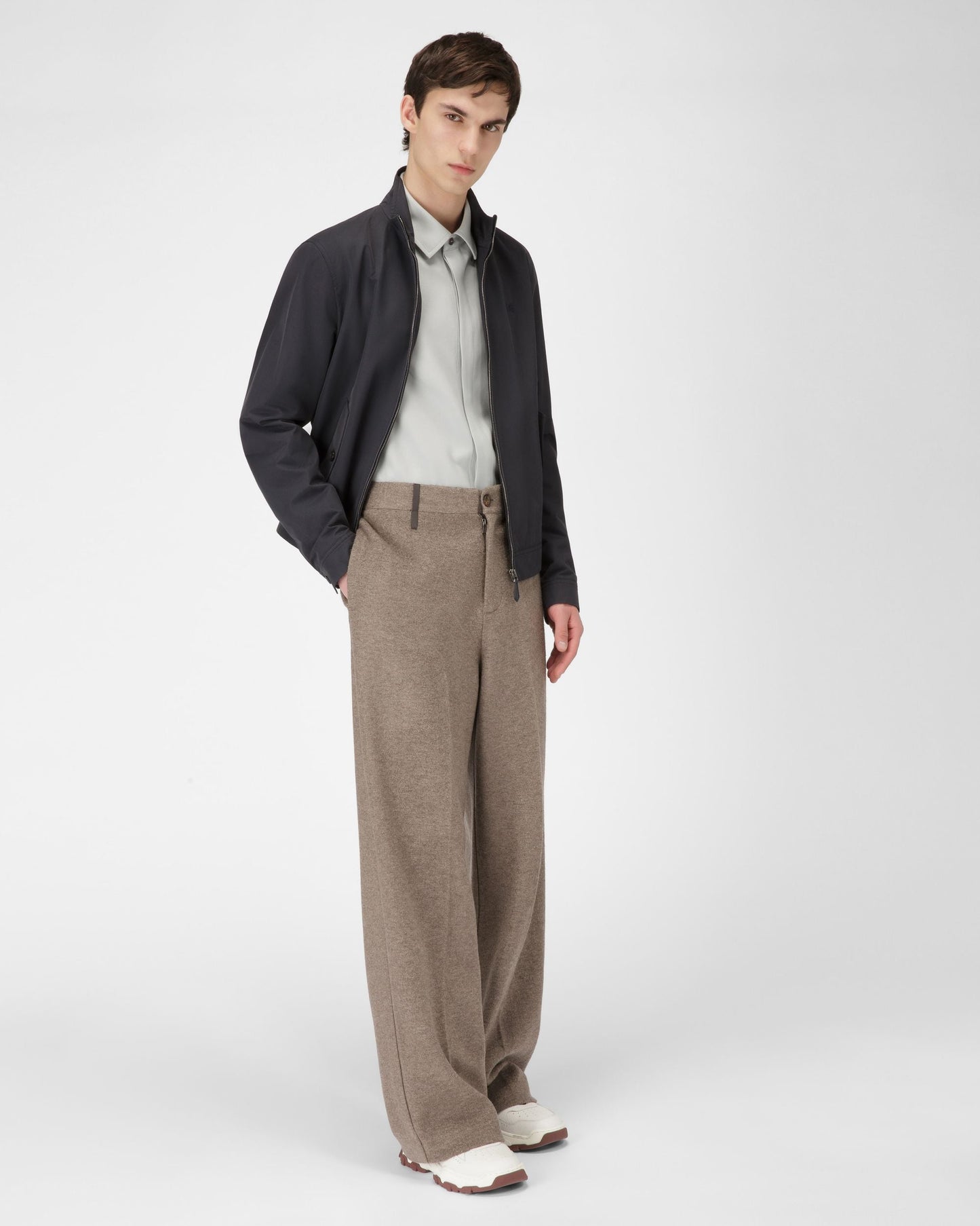 Cotton Mix Bomber Jacket In Navy