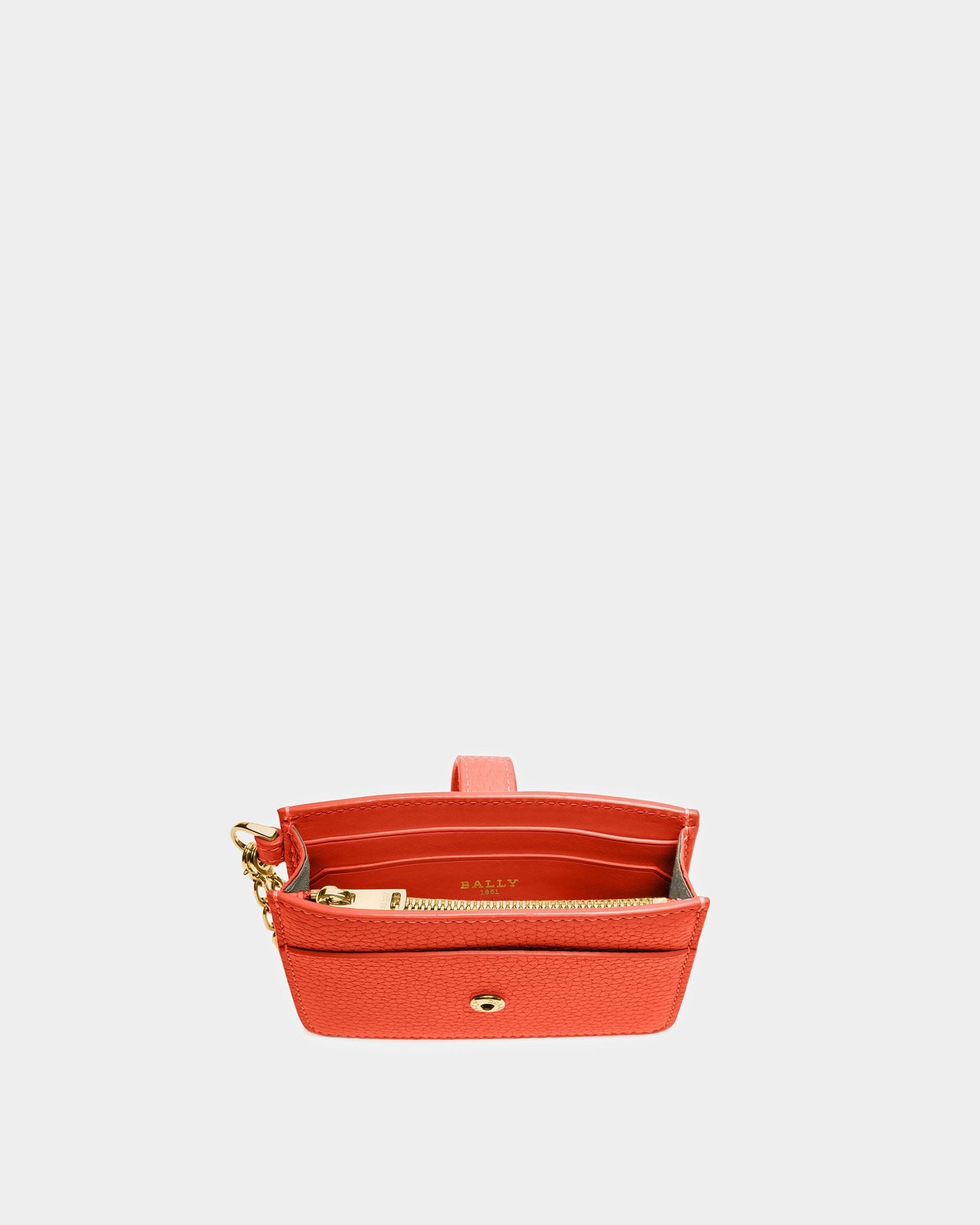 Ava Leather Business Card Holder In Orange