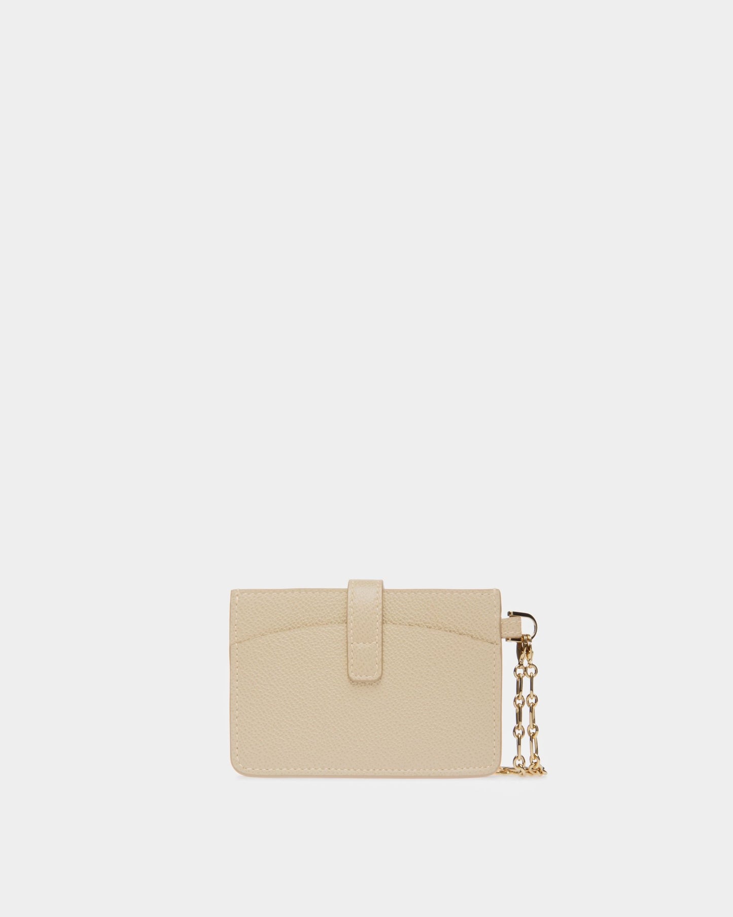 Ava Leather Card Holder In Light Beige