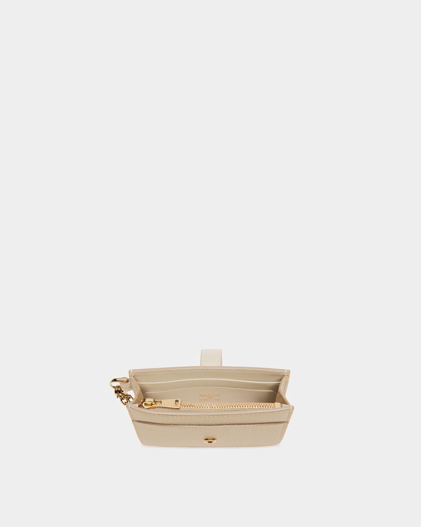 Ava Leather Card Holder In Light Beige