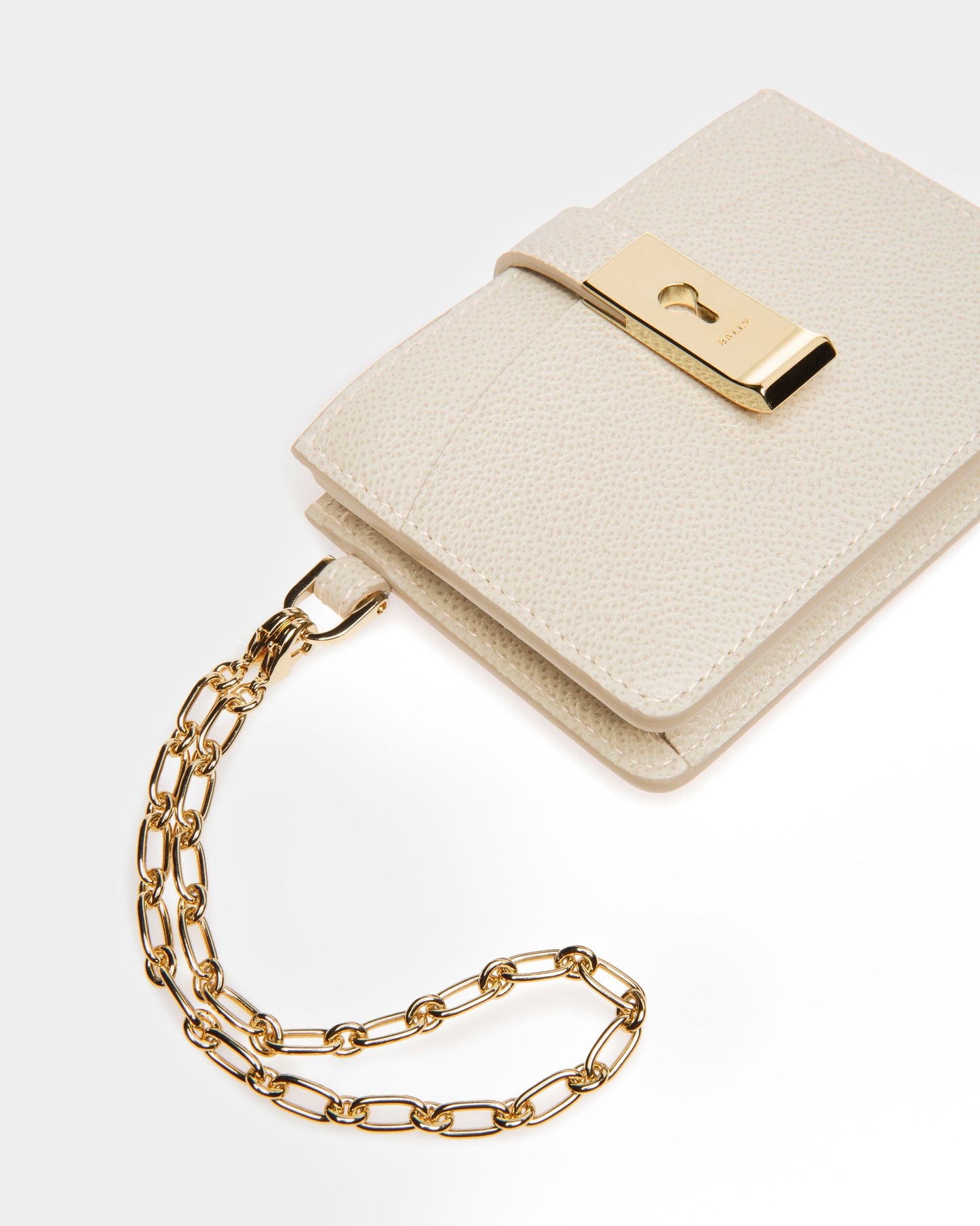 Ava Leather Card Holder In Light Beige