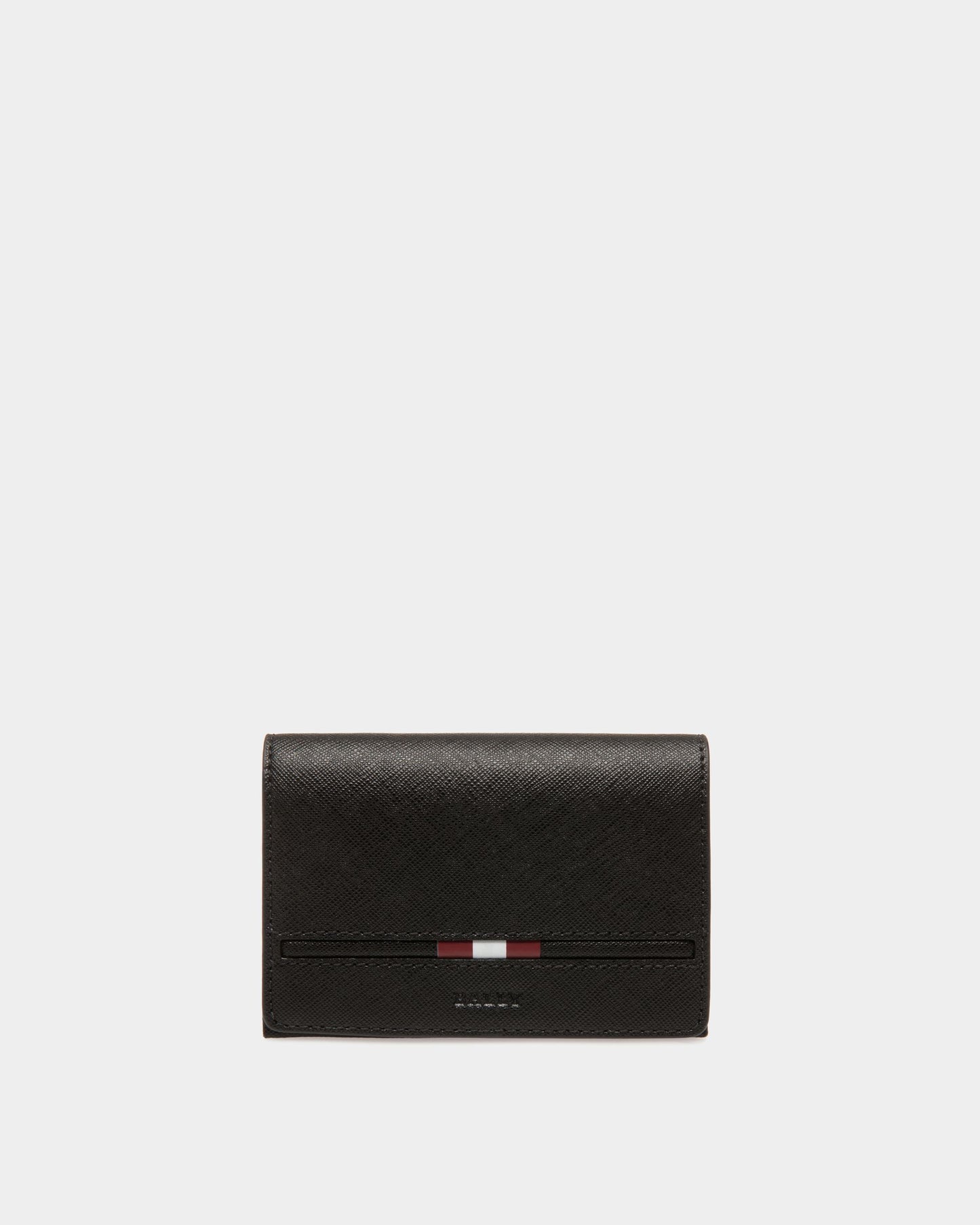 Business Card Holder in Black Embossed Leather