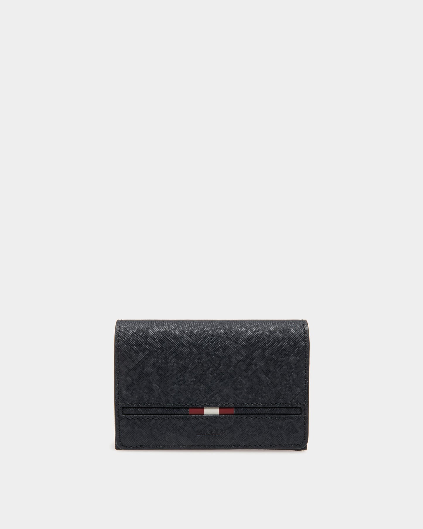 Business Card Holder in Blue Embossed Leather