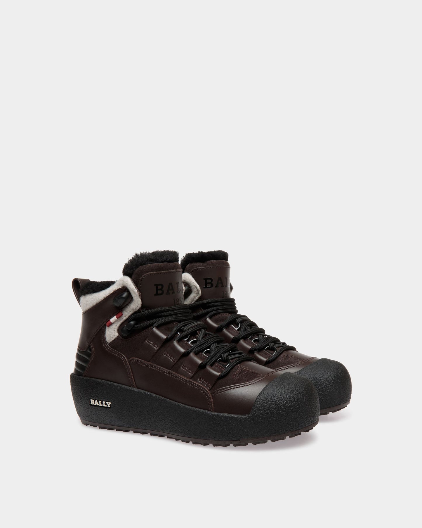 Bally Curling Bootie in Brown Leather