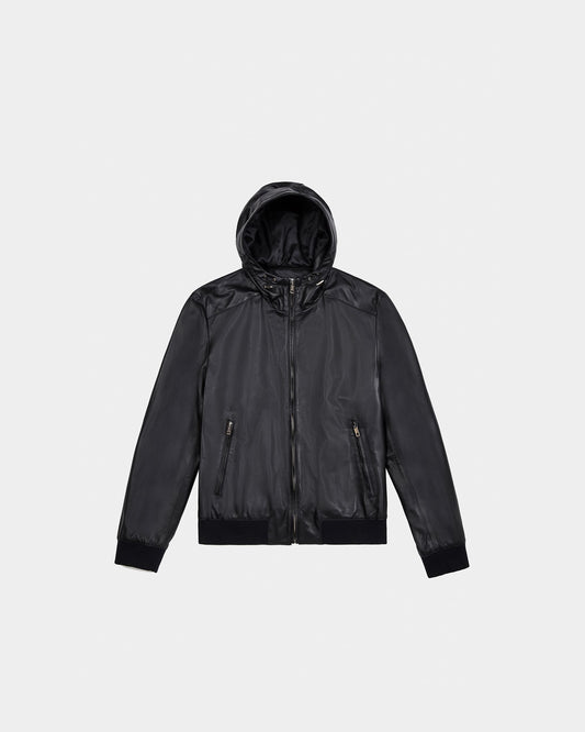 Bomber Blouson in Black Leather