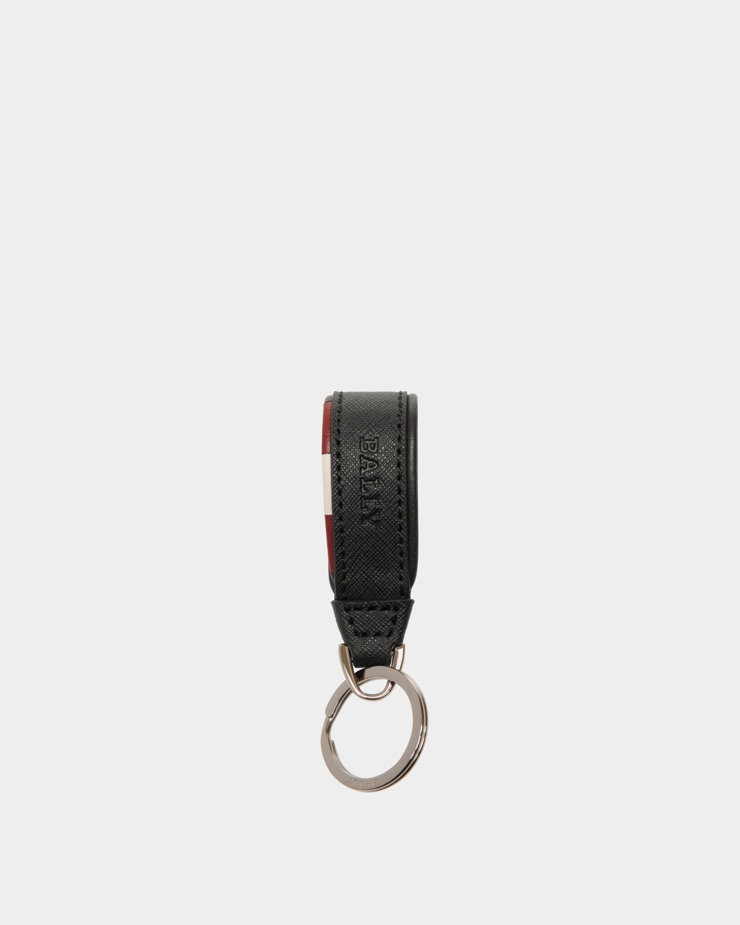 Keyring in Black Embossed Leather