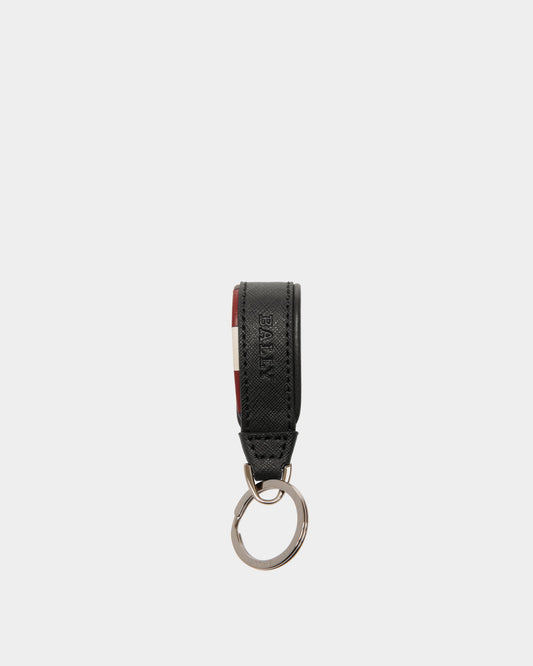 Keyring in Black Embossed Leather