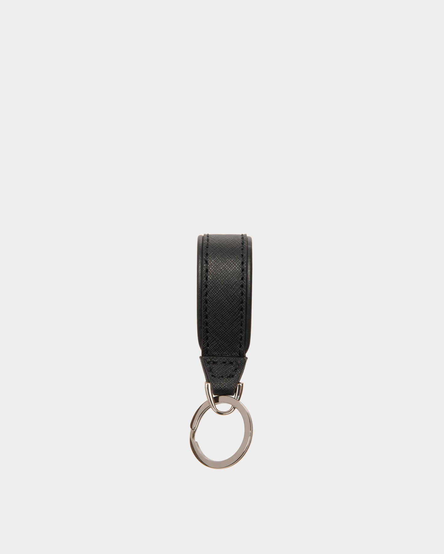 Keyring in Black Embossed Leather