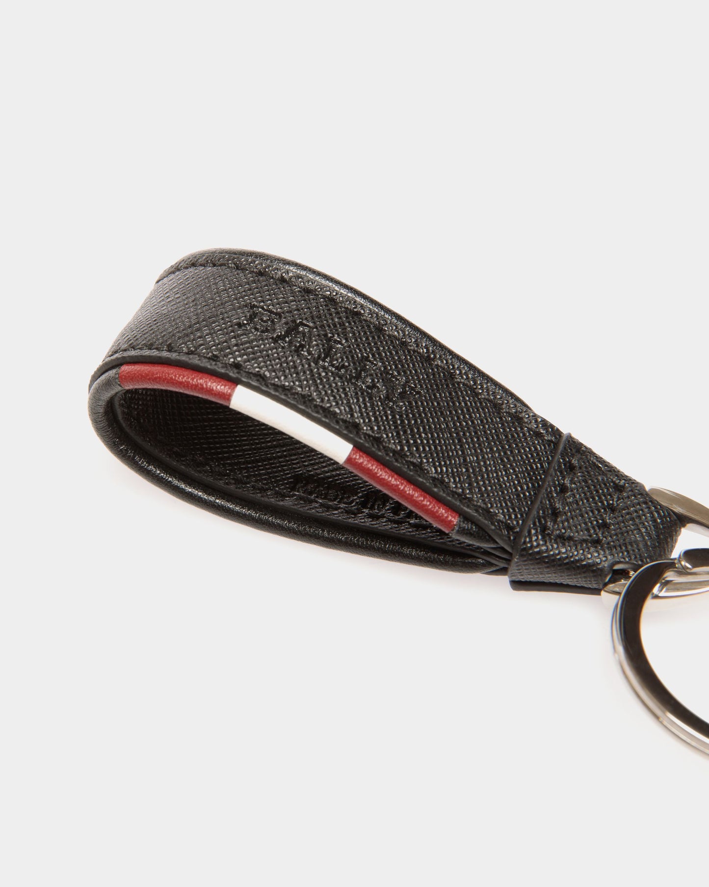 Keyring in Black Embossed Leather