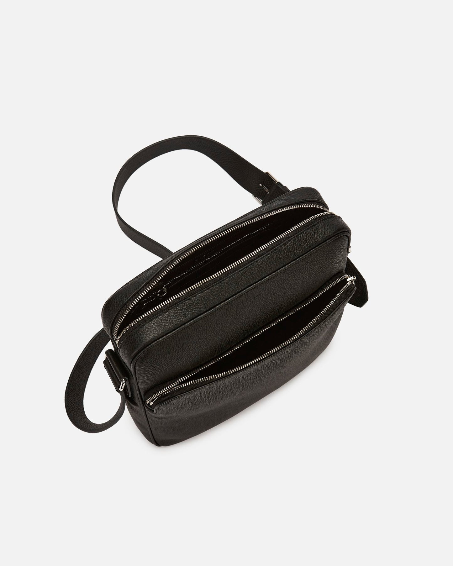 Crossbody Bag in Black Grained Leather