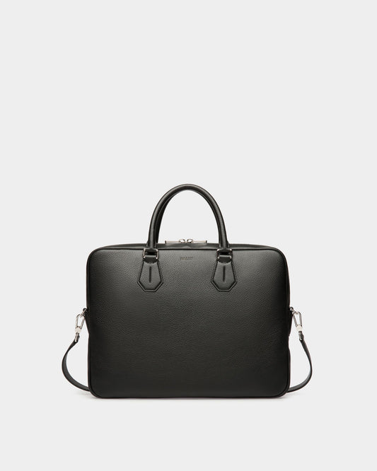 Briefcase in Black Grained Leather