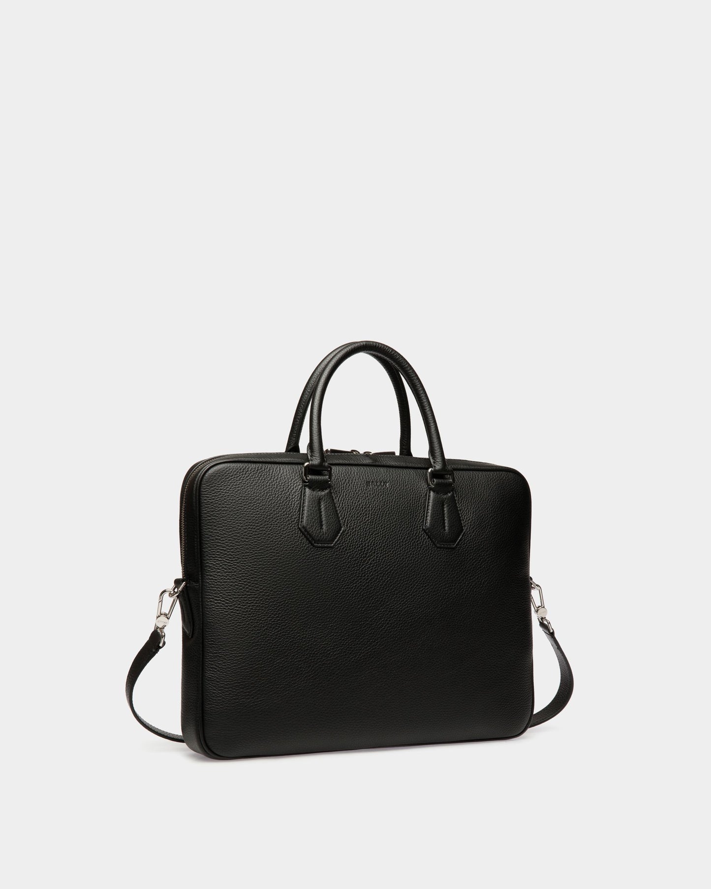 Briefcase in Black Grained Leather