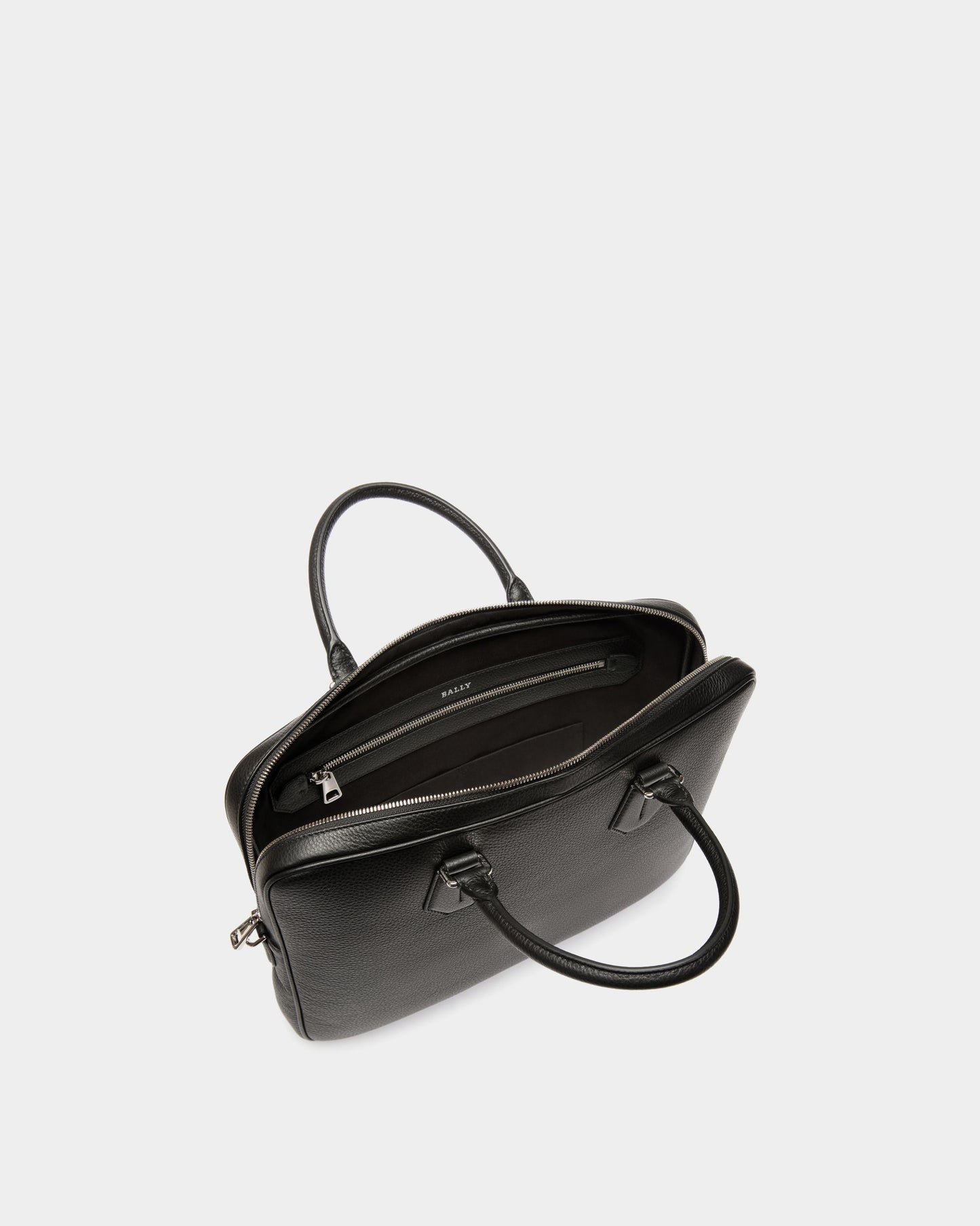 Briefcase in Black Grained Leather