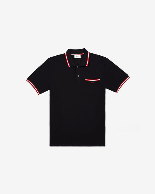 Polo Shirt in Black Piqué-Knit Cotton