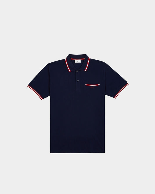 Polo Shirt in Blue Piqué-Knit Cotton