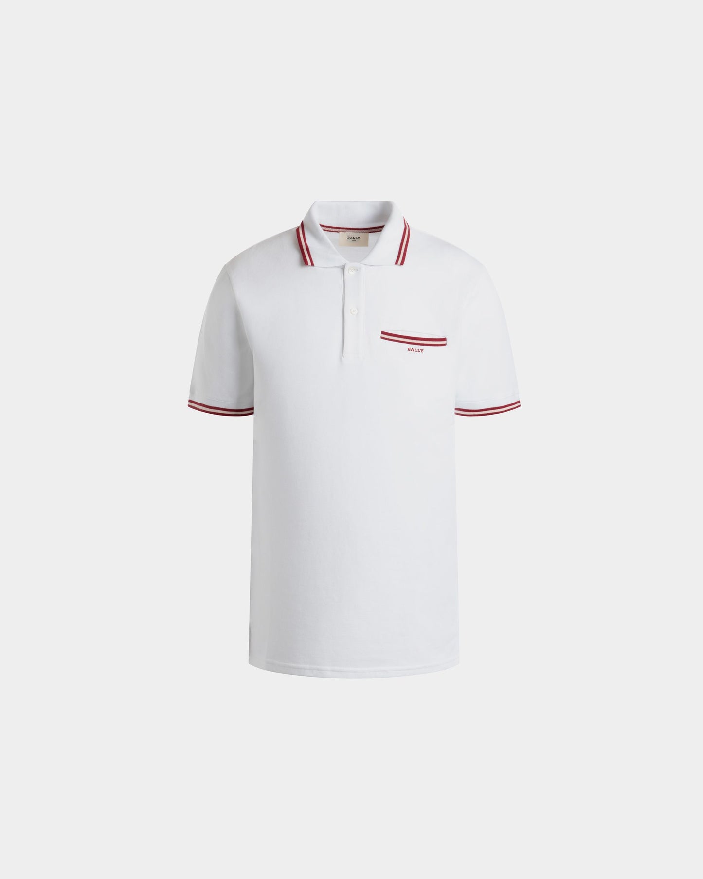 Polo Shirt in White Piqué-Knit Cotton