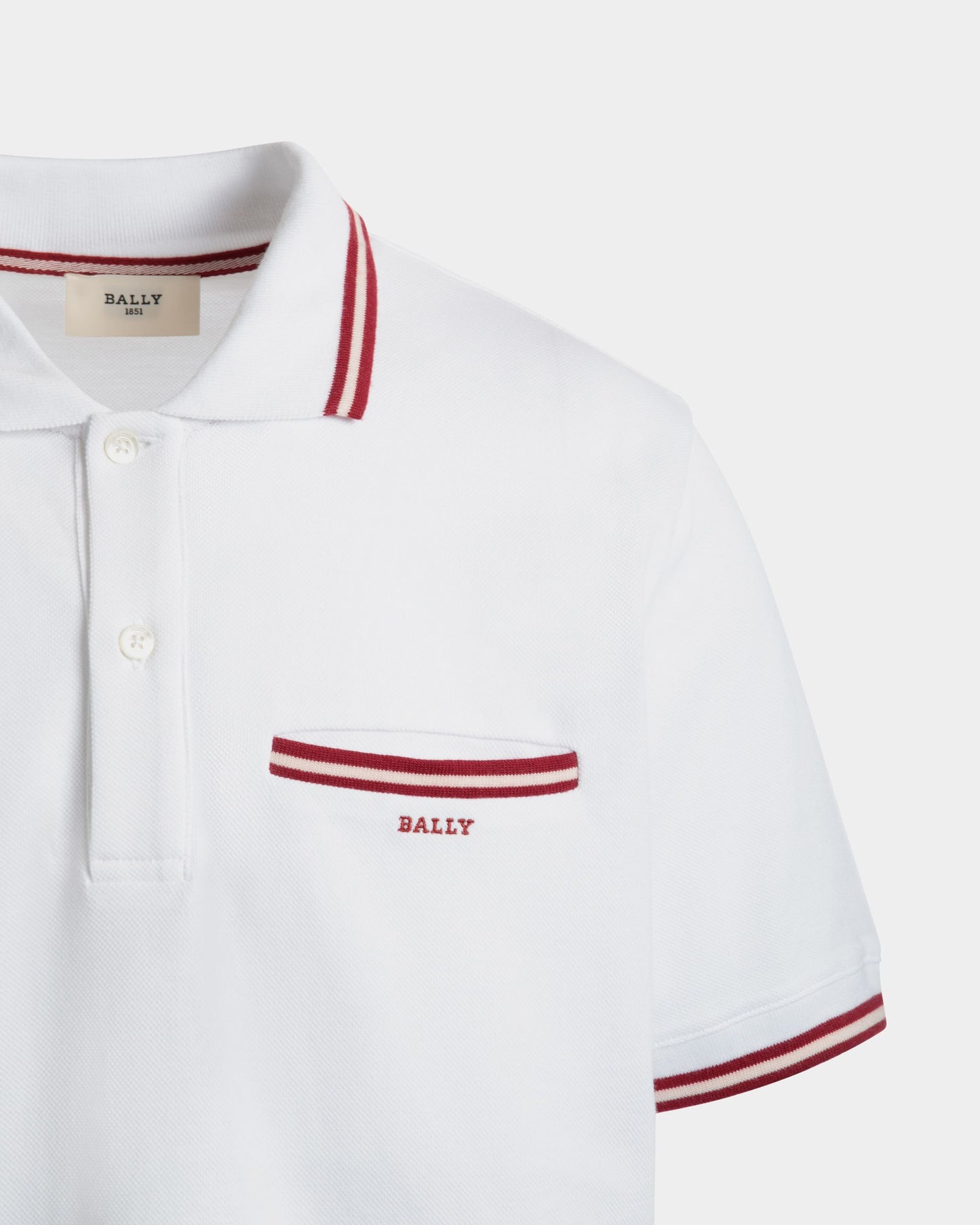 Polo Shirt in White Piqué-Knit Cotton