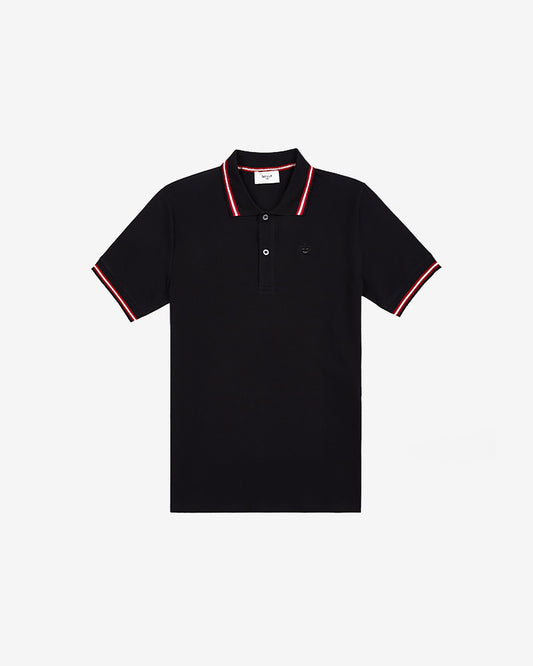 Polo Shirt in Black Piqué-Knit Cotton